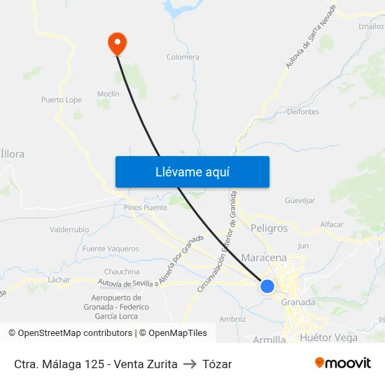 Ctra. Málaga 125 - Venta Zurita to Tózar map