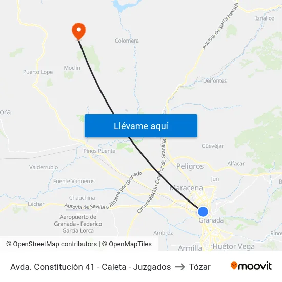 Avda. Constitución 41 - Caleta - Juzgados to Tózar map