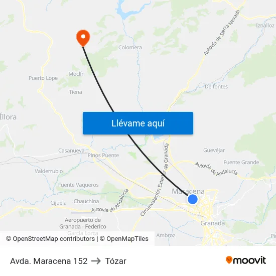 Avda. Maracena 152 to Tózar map