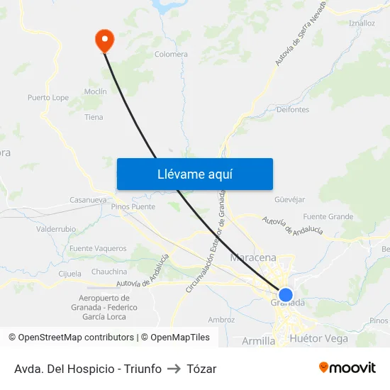 Avda. Del Hospicio - Triunfo to Tózar map