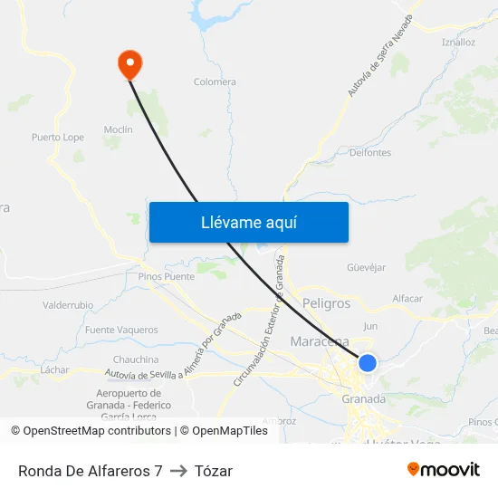 Ronda De Alfareros 7 to Tózar map