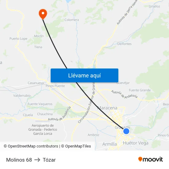 Molinos 68 to Tózar map