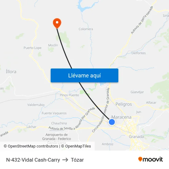 N-432-Vidal Cash-Carry to Tózar map