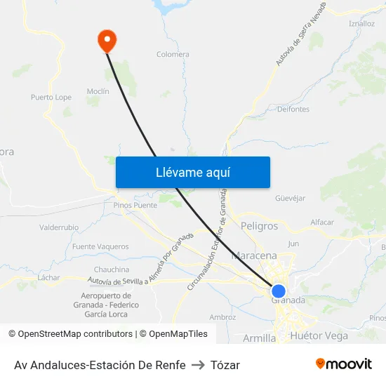 Av Andaluces-Estación De Renfe to Tózar map