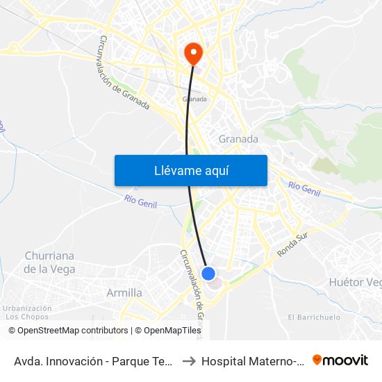 Avda. Innovación - Parque Tecnológico to Hospital Materno-Infantil map