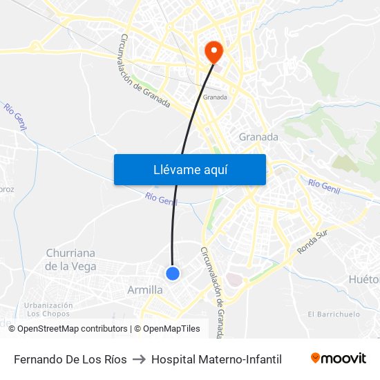 Fernando De Los Ríos to Hospital Materno-Infantil map