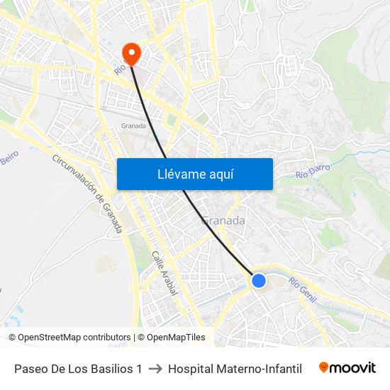 Paseo De Los Basilios 1 to Hospital Materno-Infantil map