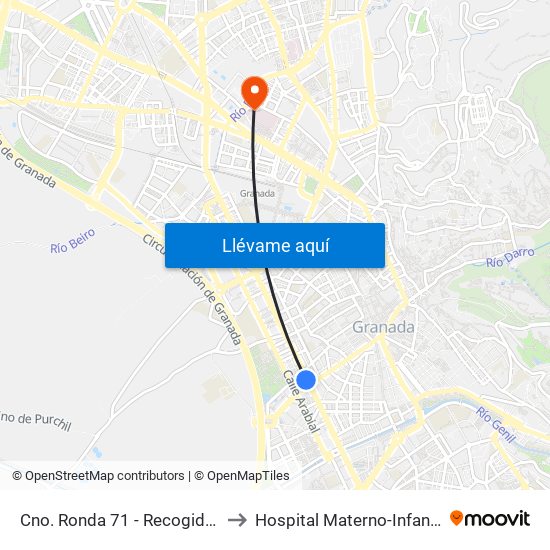 Cno. Ronda 71 - Recogidas to Hospital Materno-Infantil map