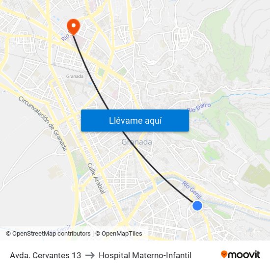 Avda. Cervantes 13 to Hospital Materno-Infantil map