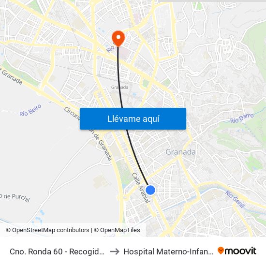 Cno. Ronda 60 - Recogidas to Hospital Materno-Infantil map