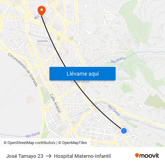 José Tamayo 23 to Hospital Materno-Infantil map