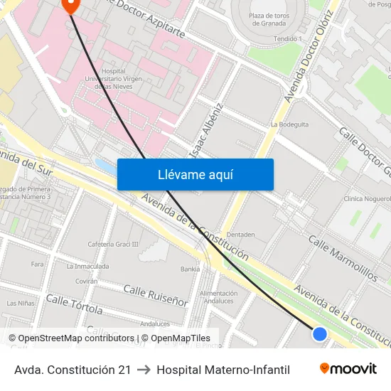 Avda. Constitución 21 to Hospital Materno-Infantil map
