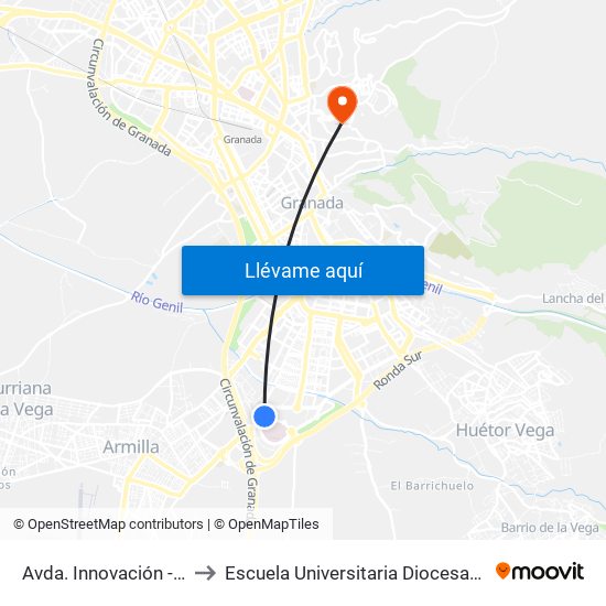 Avda. Innovación - Parque Tecnológico to Escuela Universitaria Diocesana De Magisterio La Inmaculada map