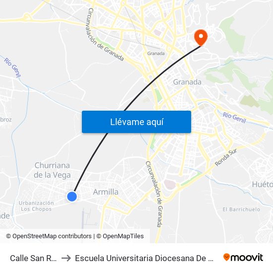 Calle San Ramón, 10 to Escuela Universitaria Diocesana De Magisterio La Inmaculada map