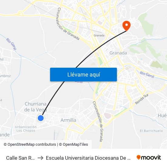 Calle San Ramón, 30 to Escuela Universitaria Diocesana De Magisterio La Inmaculada map