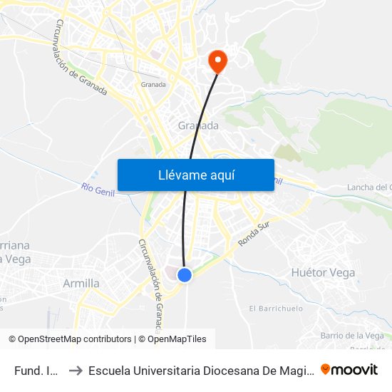 Fund. Iavante to Escuela Universitaria Diocesana De Magisterio La Inmaculada map