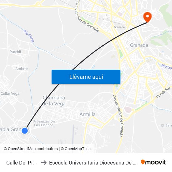 Calle Del Progreso, 61 to Escuela Universitaria Diocesana De Magisterio La Inmaculada map