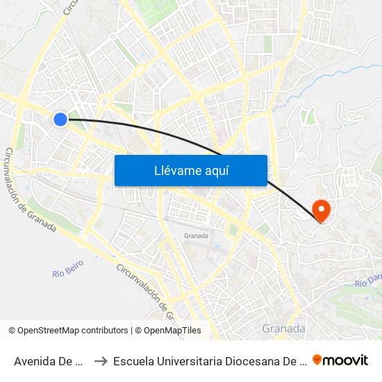 Avenida De Andalucía, 4 to Escuela Universitaria Diocesana De Magisterio La Inmaculada map