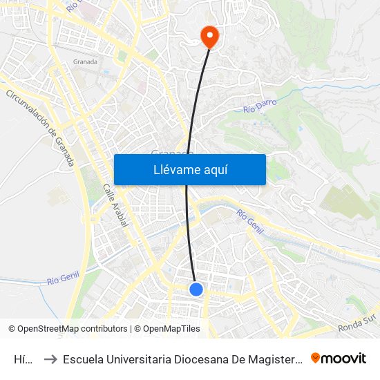 Hípica to Escuela Universitaria Diocesana De Magisterio La Inmaculada map