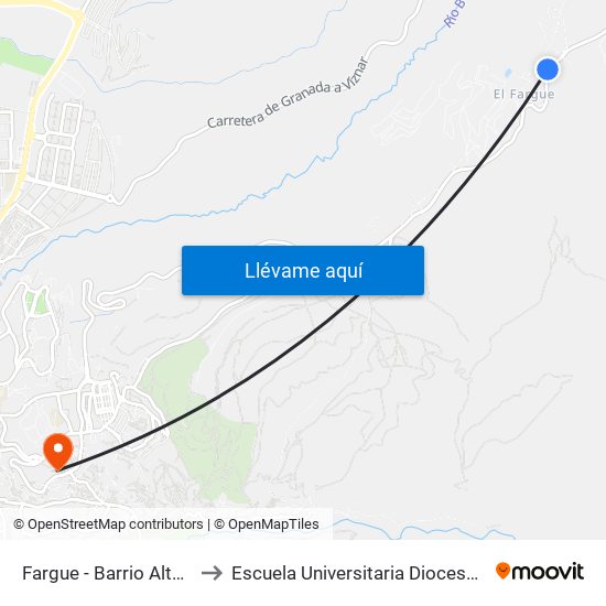 Fargue - Barrio Alto - Carretera De Murcia to Escuela Universitaria Diocesana De Magisterio La Inmaculada map