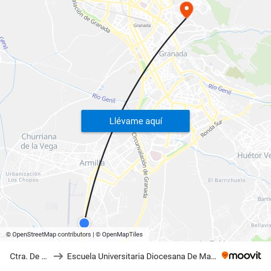 Ctra. De Motril 1 to Escuela Universitaria Diocesana De Magisterio La Inmaculada map