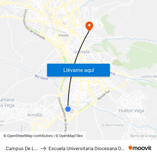 Campus De La Salud (Pts) to Escuela Universitaria Diocesana De Magisterio La Inmaculada map