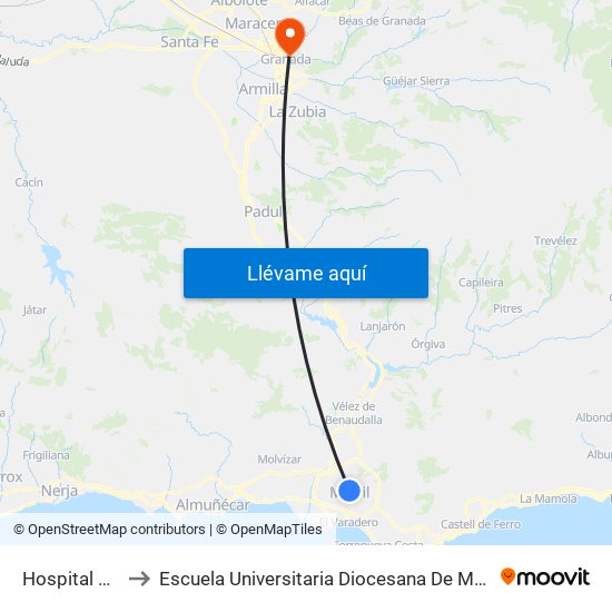 Hospital De Motril to Escuela Universitaria Diocesana De Magisterio La Inmaculada map