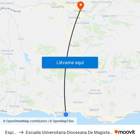 Espigón to Escuela Universitaria Diocesana De Magisterio La Inmaculada map