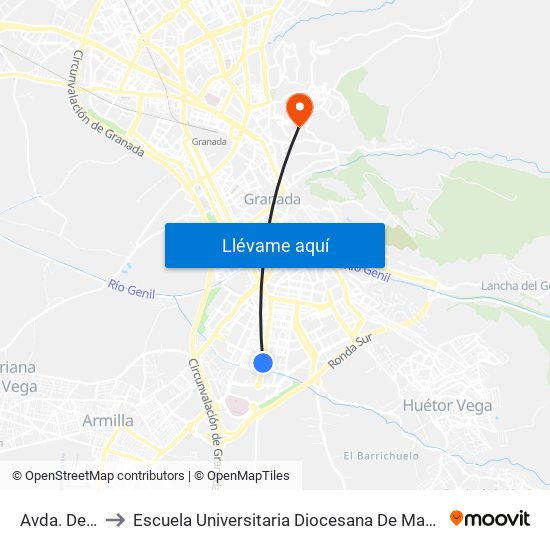 Avda. De Dílar 4 to Escuela Universitaria Diocesana De Magisterio La Inmaculada map