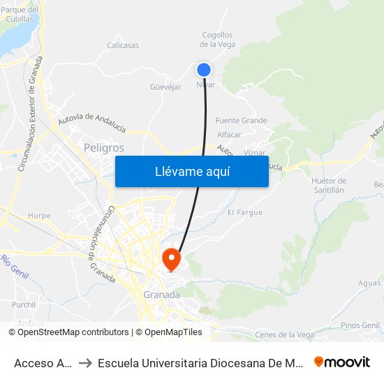 Acceso A Nívar V to Escuela Universitaria Diocesana De Magisterio La Inmaculada map