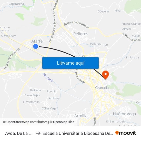 Avda. De La Diputación 2 to Escuela Universitaria Diocesana De Magisterio La Inmaculada map