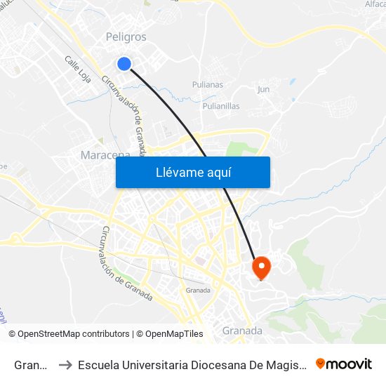 Granada 3 to Escuela Universitaria Diocesana De Magisterio La Inmaculada map