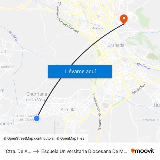 Ctra. De Alhama 5 to Escuela Universitaria Diocesana De Magisterio La Inmaculada map