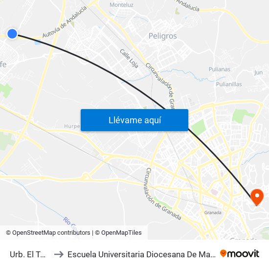 Urb. El Torreón 5 to Escuela Universitaria Diocesana De Magisterio La Inmaculada map