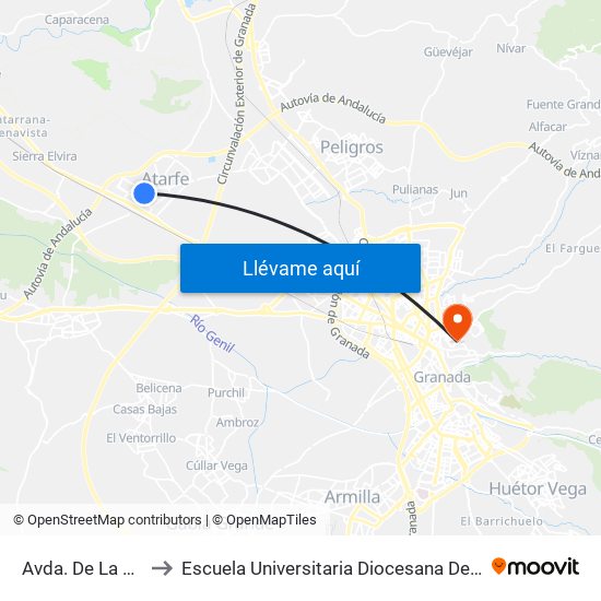 Avda. De La Estación 2 V to Escuela Universitaria Diocesana De Magisterio La Inmaculada map