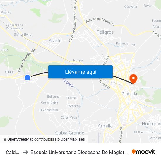 Calderón to Escuela Universitaria Diocesana De Magisterio La Inmaculada map