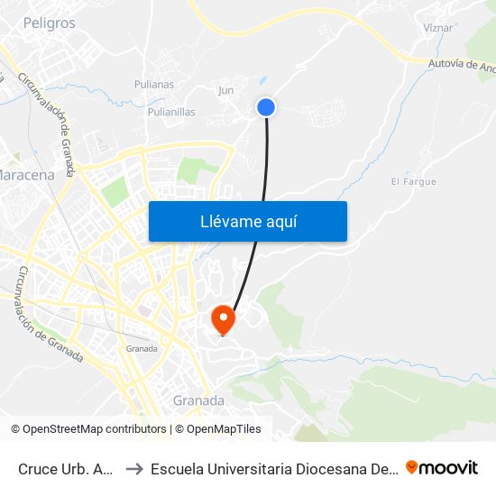 Cruce Urb. Abén Humeya to Escuela Universitaria Diocesana De Magisterio La Inmaculada map