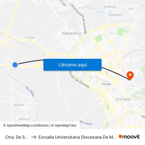 Ctra. De Santa Fe 3 to Escuela Universitaria Diocesana De Magisterio La Inmaculada map