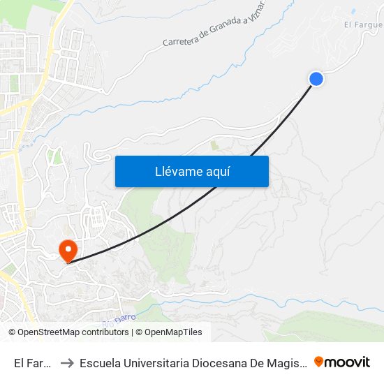 El Fargue 2 to Escuela Universitaria Diocesana De Magisterio La Inmaculada map