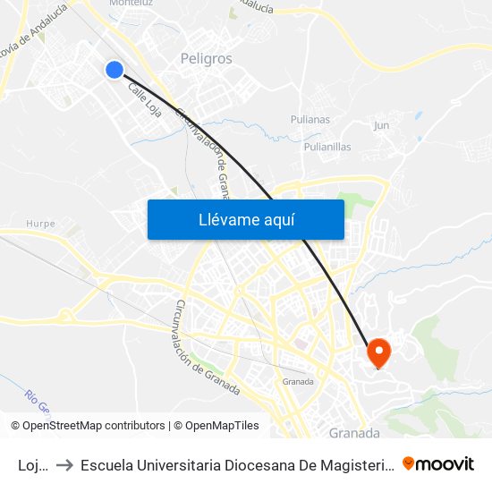 Loja 2 to Escuela Universitaria Diocesana De Magisterio La Inmaculada map