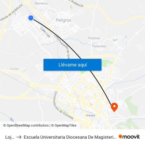 Loja 3 to Escuela Universitaria Diocesana De Magisterio La Inmaculada map