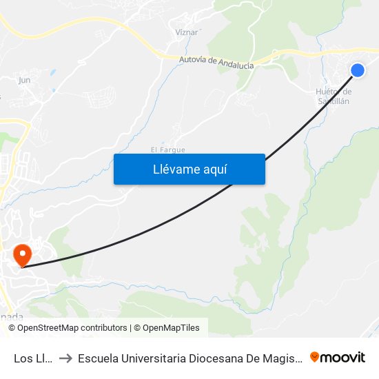 Los Llanos to Escuela Universitaria Diocesana De Magisterio La Inmaculada map