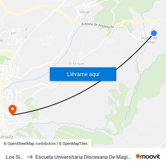 Los Sifones to Escuela Universitaria Diocesana De Magisterio La Inmaculada map