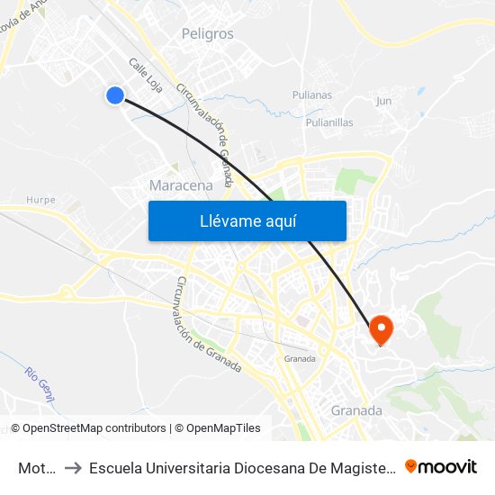 Motril 2 to Escuela Universitaria Diocesana De Magisterio La Inmaculada map