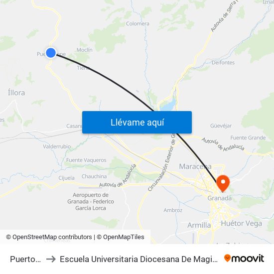 Puerto Lope to Escuela Universitaria Diocesana De Magisterio La Inmaculada map