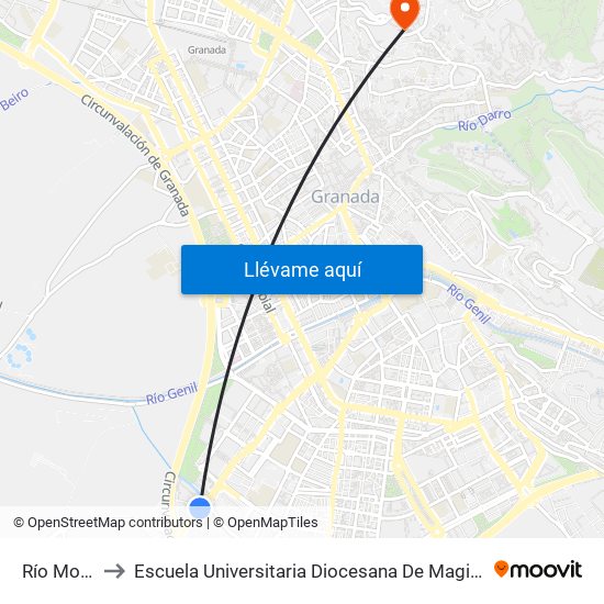 Río Monachil to Escuela Universitaria Diocesana De Magisterio La Inmaculada map
