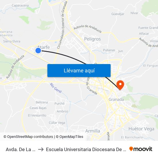 Avda. De La Estación 2 to Escuela Universitaria Diocesana De Magisterio La Inmaculada map