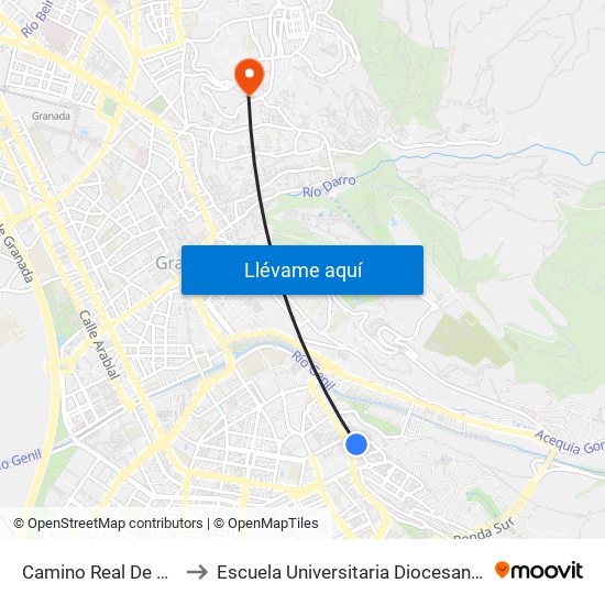 Camino Real De Los Neveros - Fte 4 to Escuela Universitaria Diocesana De Magisterio La Inmaculada map