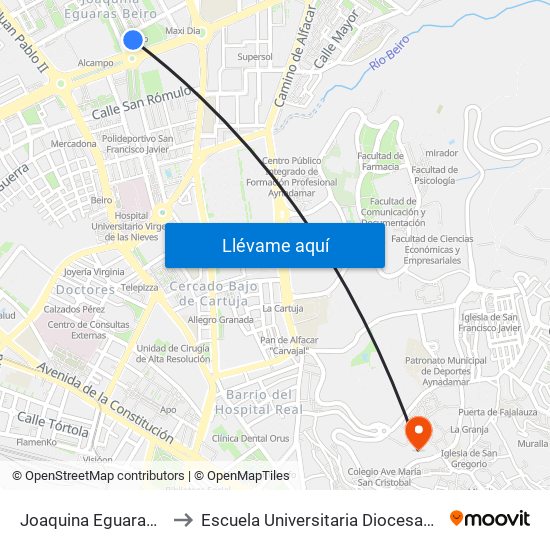 Joaquina Eguaras 2 - Delegación Jjaa to Escuela Universitaria Diocesana De Magisterio La Inmaculada map