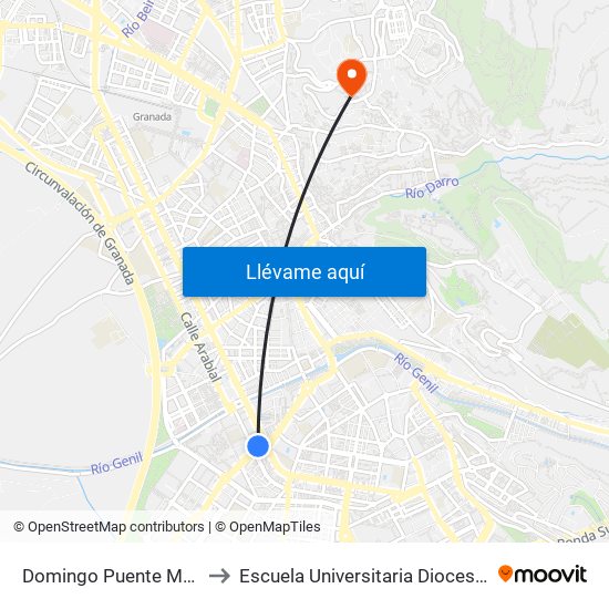 Domingo Puente Marín 4 - Rotonda Aviación to Escuela Universitaria Diocesana De Magisterio La Inmaculada map